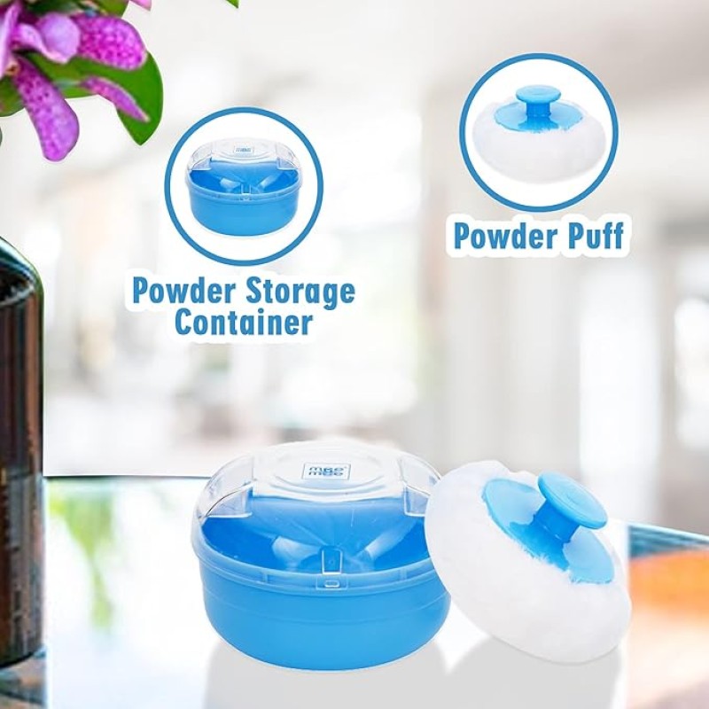 Mee Mee Soft Feel Powder Puff with Box Holder Container for New Born and Kids | Gentle Touch for Your Little One's Skin | BPA-Free | Talcum Powder Container | Portable Baby Grooming Puff Case (Blue) Mee Mee Soft Feel Powder Puff with Box Holder Container for New Born and Kids | Gentle Touch for Your Little One's Skin | BPA-Free | Talcum Powder Container | Portable Baby Grooming Puff Case (Blue)