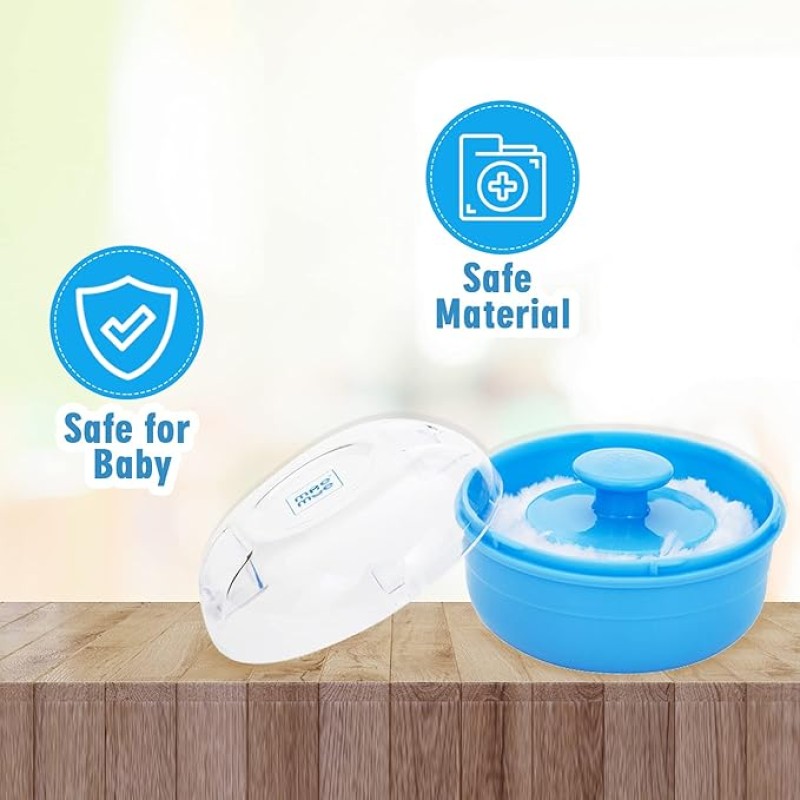Mee Mee Soft Feel Powder Puff with Box Holder Container for New Born and Kids | Gentle Touch for Your Little One's Skin | BPA-Free | Talcum Powder Container | Portable Baby Grooming Puff Case (Blue) Mee Mee Soft Feel Powder Puff with Box Holder Container for New Born and Kids | Gentle Touch for Your Little One's Skin | BPA-Free | Talcum Powder Container | Portable Baby Grooming Puff Case (Blue)