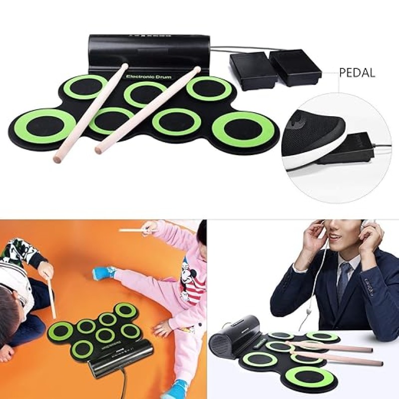 Powerpak G3001A Hand Roll Up Electronic Drum Pad (Black/Green) Powerpak G3001A Hand Roll Up Electronic Drum Pad (Black/Green)