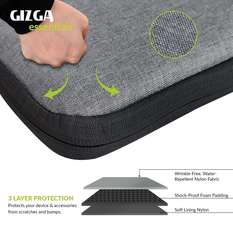Gizga Essentials Laptop Bag Sleeve Case Cover Pouch with Handle for 15.6 inches Laptop, Padded Laptop Compartment, Premium Zipper Closure Water Repellent Nylon Fabric, Grey Gizga Essentials Laptop Bag Sleeve Case Cover Pouch with Handle for 15.6 inches Laptop, Padded Laptop Compartment, Premium Zipper Closure Water Repellent Nylon Fabric, Grey
