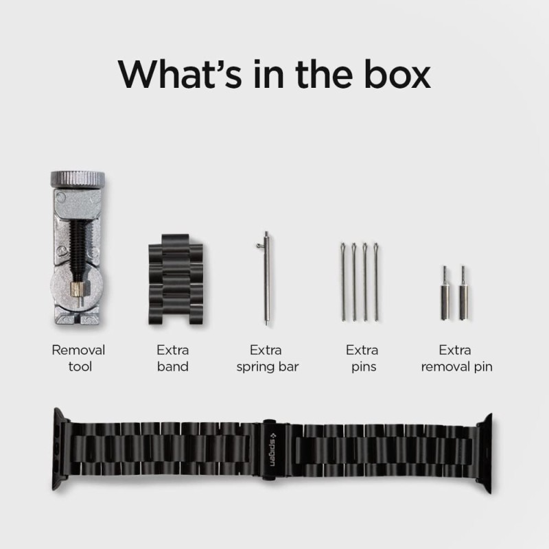 Spigen Modern Fit Metal Strap for Apple Watch Ultra 2 / Apple Watch Ultra (49mm) | 8/7 (45mm) | 6/5/4 (44mm) | 3/2/1 (42mm) - Black (Watch not included) Spigen Modern Fit Metal Strap for Apple Watch Ultra 2 / Apple Watch Ultra (49mm) | 8/7 (45mm) | 6/5/4 (44mm) | 3/2/1 (42mm) - Black (Watch not included)