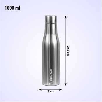 Signoraware Blaze Single Walled Stainless Steel Fridge Water Bottle, 1 Litre, Silver Signoraware Blaze Single Walled Stainless Steel Fridge Water Bottle, 1 Litre, Silver