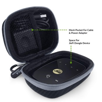 Gizga Essentials Carrying Case for JioFi 4G M2S and JioFI3 WiFi Hotspot Dongle, Shock Asbsorber Protective Carbon Fibre Material, Detachable Hook, Mesh Pocket, Black Gizga Essentials Carrying Case for JioFi 4G M2S and JioFI3 WiFi Hotspot Dongle, Shock Asbsorber Protective Carbon Fibre Material, Detachable Hook, Mesh Pocket, Black