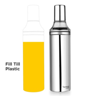 Crystal Stainless Steel Oil Pourer/Dispenser ( 500 ml, Silver, Set of 1)