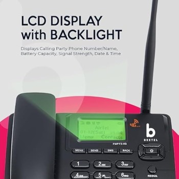 Beetel F3 4G Fixed Landline Wireless Phone with Hotspot, LED Backlight, 2-Way Digital Speaker, Supports 4G VoLTE, 3G, 2G (Black) Beetel F3 4G Fixed Landline Wireless Phone with Hotspot, LED Backlight, 2-Way Digital Speaker, Supports 4G VoLTE, 3G, 2G (Black)
