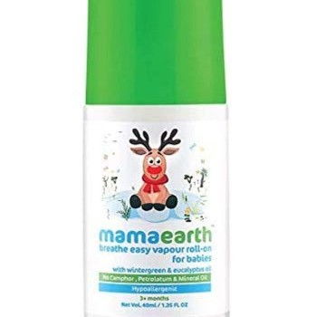 Mamaearth Natural Breathe Easy Vapour Roll-on for Cold & Nasal Congestion, with Wintergreen & Eucalyptus Oil,No Camphor & Mineral Oils, For 3+ Months age 40 ML