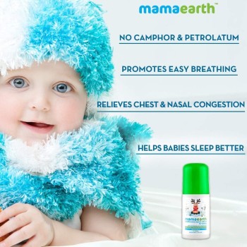 Mamaearth Natural Breathe Easy Vapour Roll-on for Cold & Nasal Congestion, with Wintergreen & Eucalyptus Oil,No Camphor & Mineral Oils, For 3+ Months age 40 ML