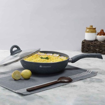 Wonderchef Granite 26cm Non-Stick Wok | Glass Lid | Induction Bottom | Soft-Touch Handles | Virgin Aluminium | PFOA and Heavy Metals Free | 3.5mm Thick| 26cm, 3.1 litres | 2 Year Warranty | Grey Wonderchef Granite 26cm Non-Stick Wok | Glass Lid | Induction Bottom | Soft-Touch Handles | Virgin Aluminium | PFOA and Heavy Metals Free | 3.5mm Thick| 26cm, 3.1 litres | 2 Year Warranty | Grey