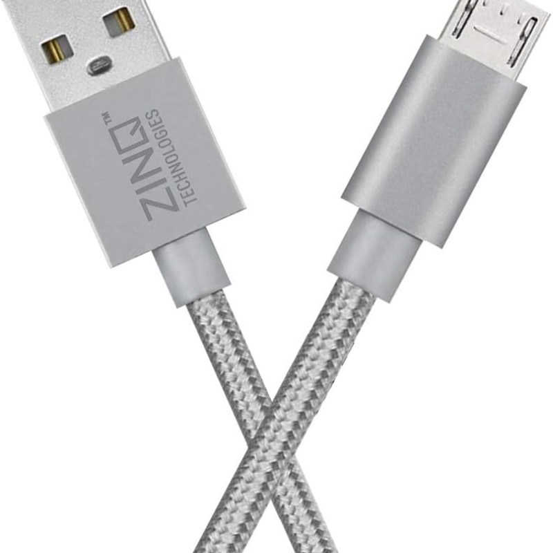 Zinq Technologies Nylon Braided Micro USB Cable - 4.9 Feet (1.5 Meters) - (Silver) Zinq Technologies Nylon Braided Micro USB Cable - 4.9 Feet (1.5 Meters) - (Silver)