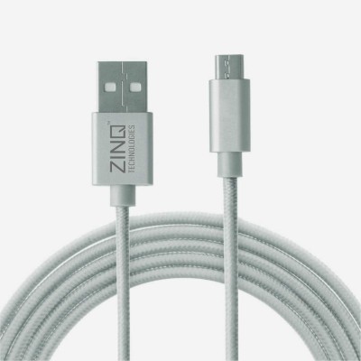 Zinq Technologies Nylon Braided Micro USB Cable - 4.9 Feet (1.5 Meters) - (Silver) Zinq Technologies Nylon Braided Micro USB Cable - 4.9 Feet (1.5 Meters) - (Silver)