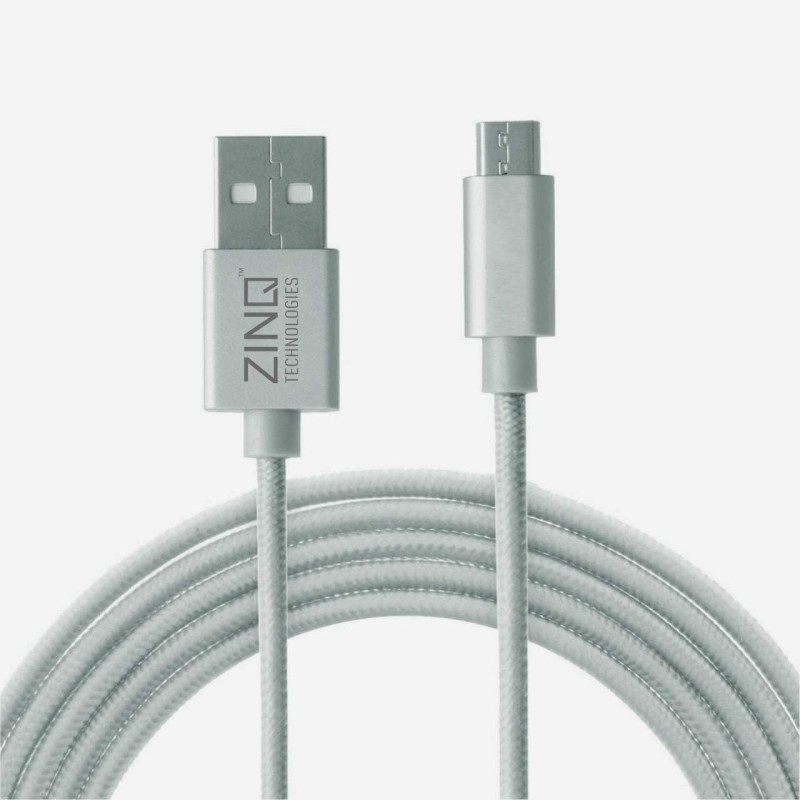 Zinq Technologies Nylon Braided Micro USB Cable - 4.9 Feet (1.5 Meters) - (Silver) Zinq Technologies Nylon Braided Micro USB Cable - 4.9 Feet (1.5 Meters) - (Silver)