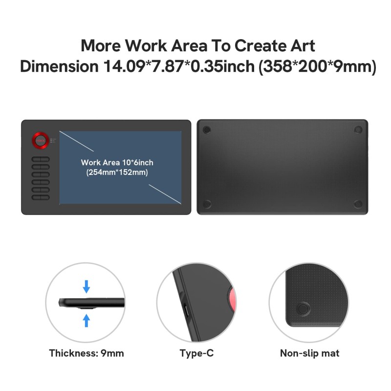 VEIKK A15 Graphics Drawing Tablet,10x6 Inch Pen Tablet,12 Hot Keys,Battery-Free Passive Pen with Tilt Function, 20 Replacement Nibs and 1 Artist Glove,Support Wins,Mac,Chrome,Lunix and Android OS-Red VEIKK A15 Graphics Drawing Tablet,10x6 Inch Pen Tablet,12 Hot Keys,Battery-Free Passive Pen with Tilt Function, 20 Replacement Nibs and 1 Artist Glove,Support Wins,Mac,Chrome,Lunix and Android OS-Red