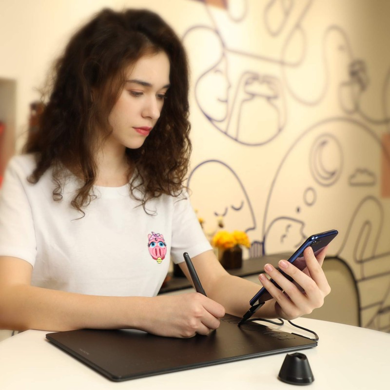 HUION HS610 Drawing Tablet 10x6.25 Inches Graphics Digital Tablet Tilt Function Battery-Free Stylus 8192 Pen Pressure with Touch Ring and 12 Shortcut Keys Support Android Windows MACOS HUION HS610 Drawing Tablet 10x6.25 Inches Graphics Digital Tablet Tilt Function Battery-Free Stylus 8192 Pen Pressure with Touch Ring and 12 Shortcut Keys Support Android Windows MACOS