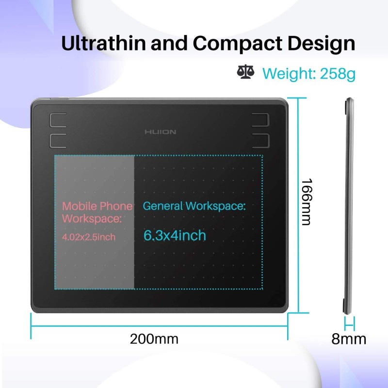 HUION HS64 Graphics Drawing Tablet Battery-Free Stylus Android Windows macOS with 6.3 x 4 inch Working Area Pen Tablet for Linux, Mac, Windows PC and Android (HS64, 6.3 x 4 inch) HUION HS64 Graphics Drawing Tablet Battery-Free Stylus Android Windows macOS with 6.3 x 4 inch Working Area Pen Tablet for Linux, Mac, Windows PC and Android (HS64, 6.3 x 4 inch)