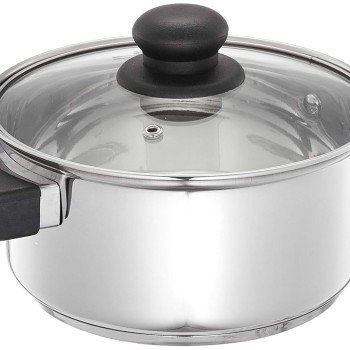 Solimo Stainless Steel Dutch Oven with Glass Lid, Induction Base (18cm, 2 liters) Solimo Stainless Steel Dutch Oven with Glass Lid, Induction Base (18cm, 2 liters)