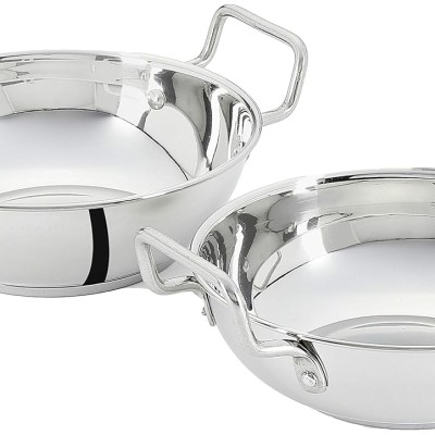 Solimo Stainless Steel Induction Bottom Kadhai Set Size 18Cm,20Cm,1.5 Liter Solimo Stainless Steel Induction Bottom Kadhai Set Size 18Cm,20Cm,1.5 Liter