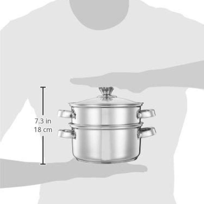 Solimo Stainless Steel Induction Bottom Steamer/Modak/Momo Maker With Glass Lid(2 Litres),Silver Solimo Stainless Steel Induction Bottom Steamer/Modak/Momo Maker With Glass Lid(2 Litres),Silver