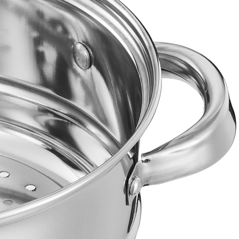 Solimo Stainless Steel Induction Bottom Steamer/Modak/Momo Maker With Glass Lid(2 Litres),Silver Solimo Stainless Steel Induction Bottom Steamer/Modak/Momo Maker With Glass Lid(2 Litres),Silver