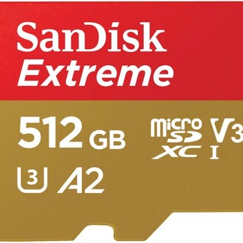 SanDisk 512GB Extreme microSDXC UHS-I Memory Card with Adapter - Up to 160MB/s, C10, U3, V30, 4K, A2, Micro SD - SDSQXA1-512G-GN6MA