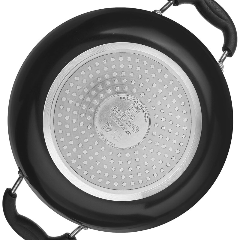 Solimo - Hard Anodized Deep Kadhai With Induction Bottom And Glass Lid (22 Cm), Black Solimo - Hard Anodized Deep Kadhai With Induction Bottom And Glass Lid (22 Cm), Black