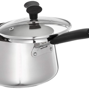 Stainless Steel T Pan with Glass Lid & Induction Base, 1.5 Litre