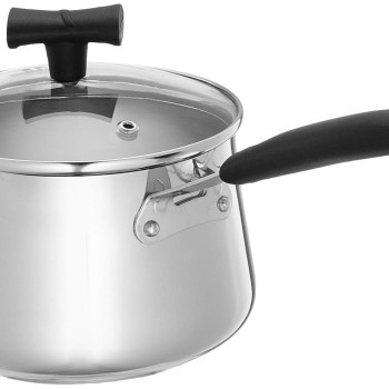 Stainless Steel T Pan with Glass Lid & Induction Base, 1.5 Litre Stainless Steel T Pan with Glass Lid & Induction Base, 1.5 Litre