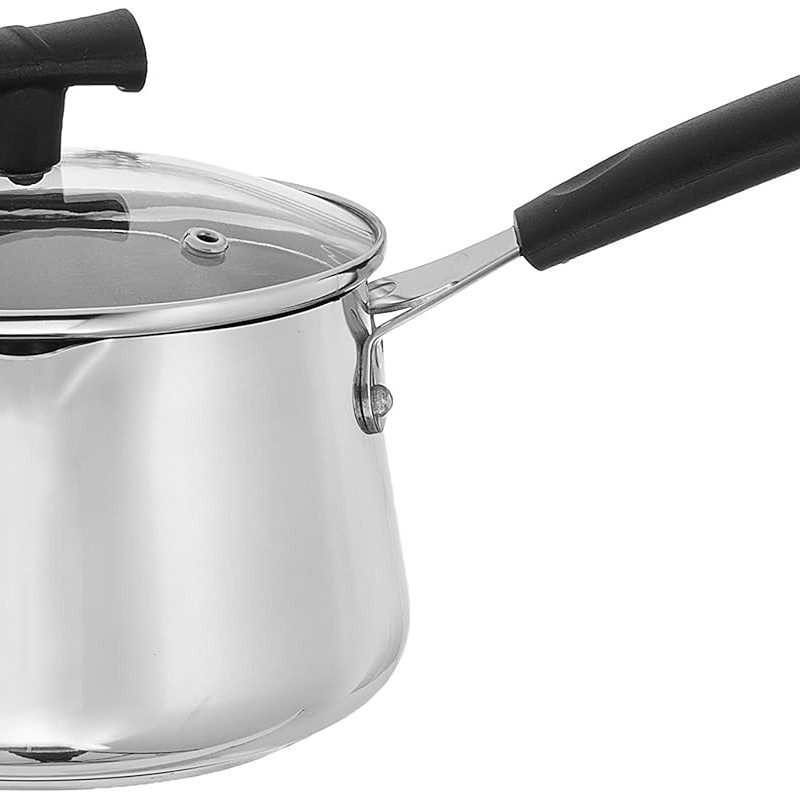 Stainless Steel T Pan with Glass Lid & Induction Base, 1.5 Litre Stainless Steel T Pan with Glass Lid & Induction Base, 1.5 Litre