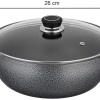 Solimo-Non Stick Kadhai With Glass Lid(26 Cm,Hammertone Finish,3 Coat,2.9 Mm Thickness)|Black,4 litres Solimo-Non Stick Kadhai With Glass Lid(26 Cm,Hammertone Finish,3 Coat,2.9 Mm Thickness)|Black,4 litres