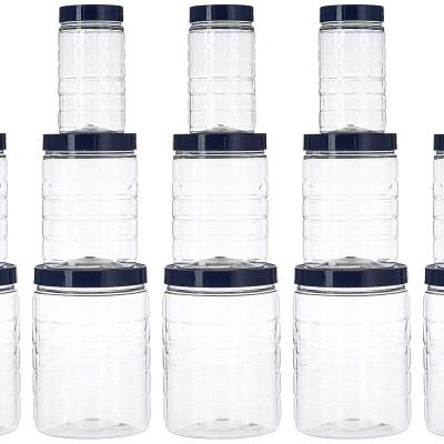 Solimo Plastic Checkered Jar Set of 15 (Royal Blue) Solimo Plastic Checkered Jar Set of 15 (Royal Blue)