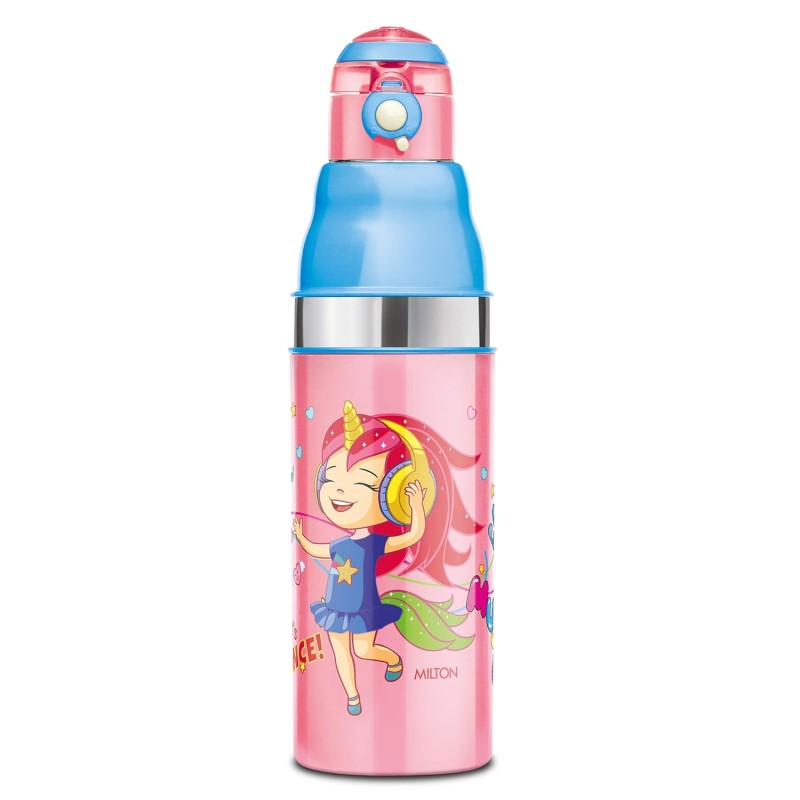 Milton Kool Stunner 600 Kids Plastic Insulated Water Bottle, 520 ml, Sipper Bottle, Leak Proof, BPA Free, Food Grade, School & Picnic Bottle, Pink