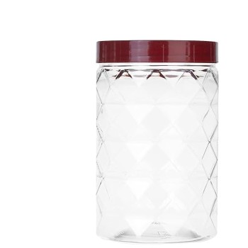 Solimo Plastic Pet Storage Jar and Container, Set of 12 (4 pcs x 300 ml, 4 pcs x 600 ml, 4 pcs x 1.2 ltrs Each) Red Wine | Air Tight | Kitchen Organiser | BPA Free | Stackable
