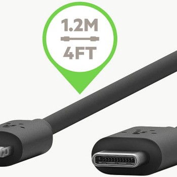 Belkin USB-C to Lightning Cable (Fast Charging iPhone USB-C Cable for iPhone 12 Mini, iPhone 12, 12 Pro, 12 Pro Max, MacBook, iPad and More, Apple MFi-Certified) 4 Feet (1.2 Meters) - Black