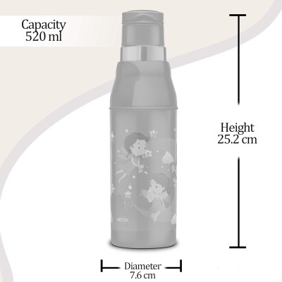 MILTON Kool Steelight 600 Kids Plastic Insulated Water Bottle with Straw, 520 ml, Sipper Bottle, Leak Proof, BPA Free, Food Grade, School & Picnic Bottle, Purple