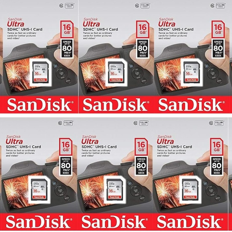 SanDisk Ultra 16GB (10 Pack) Class 10 80MBps SD Memory Card SDHC UHS-I SDSDUNC-016G-GN6IN SanDisk Ultra 16GB (10 Pack) Class 10 80MBps SD Memory Card SDHC UHS-I SDSDUNC-016G-GN6IN
