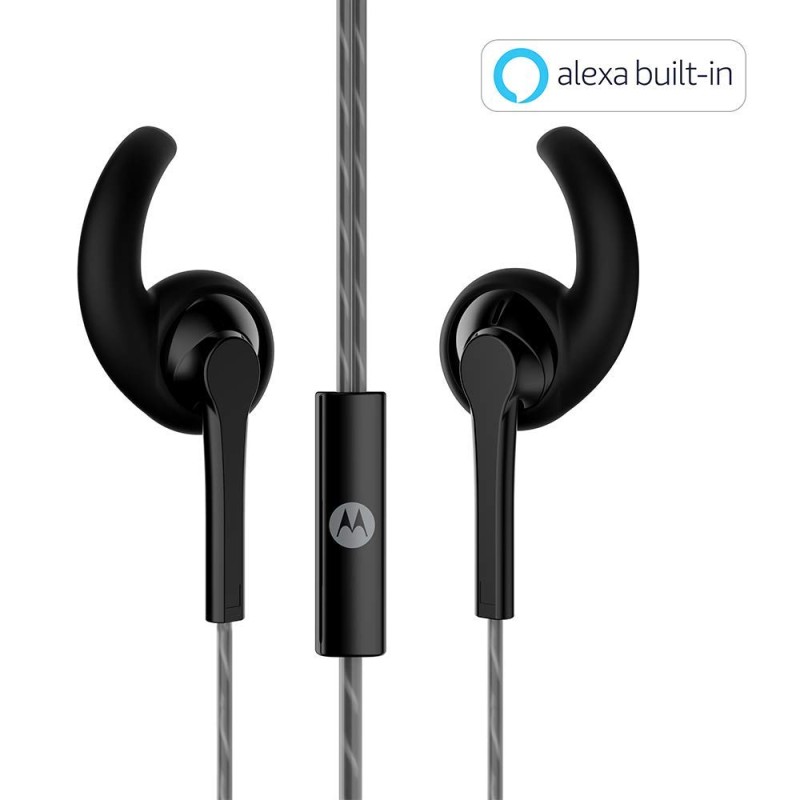 Motorola Pace 130 in-Ear Headphones with Mic, Ear Hooks & Alexa Built-in(Black) Motorola Pace 130 in-Ear Headphones with Mic, Ear Hooks & Alexa Built-in(Black)
