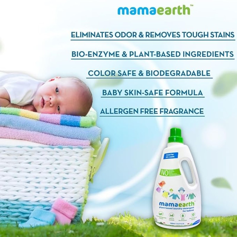Mamaearth's Plant Based Baby Laundry Liquid Detergent, With Bio-Enzymes and Neem Extracts, 1000ml Mamaearth's Plant Based Baby Laundry Liquid Detergent, With Bio-Enzymes and Neem Extracts, 1000ml