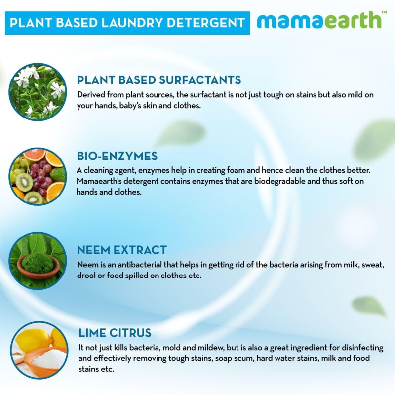 Mamaearth's Plant Based Baby Laundry Liquid Detergent, With Bio-Enzymes and Neem Extracts, 1000ml Mamaearth's Plant Based Baby Laundry Liquid Detergent, With Bio-Enzymes and Neem Extracts, 1000ml