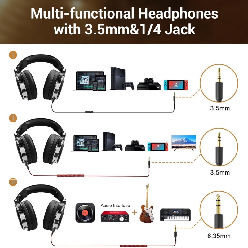 OneOdio Pro-10 Over Ear Headphones-Adapter Free Closed Back & Mixing DJ Stereo Headset with Hi-res Certification for AMP Computer Recording Phone Piano Guitar Laptop - Black Professional Studio Monitor Headphones OneOdio Pro-10 Over Ear Headphones-Adapter Free Closed Back & Mixing DJ Stereo Headset with Hi-res Certification for AMP Computer Recording Phone Piano Guitar Laptop - Black Professional Studio Monitor Headphones