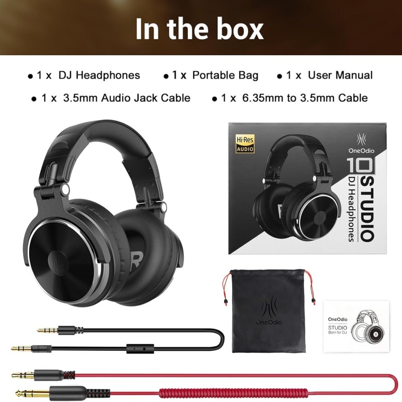 OneOdio Pro-10 Over Ear Headphones-Adapter Free Closed Back & Mixing DJ Stereo Headset with Hi-res Certification for AMP Computer Recording Phone Piano Guitar Laptop - Black Professional Studio Monitor Headphones OneOdio Pro-10 Over Ear Headphones-Adapter Free Closed Back & Mixing DJ Stereo Headset with Hi-res Certification for AMP Computer Recording Phone Piano Guitar Laptop - Black Professional Studio Monitor Headphones