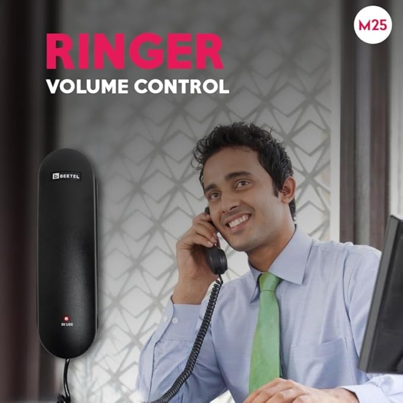 Beetel Newly Launched M25 Ultra Compact Caller ID Slim Line Corded Landline Phone,Numeric Display, Desk/Wall Mounted,12 Digit LCD,FSK/DTMF Compatible,Ringer Volume Control,LED Indication (Black M25) Beetel Newly Launched M25 Ultra Compact Caller ID Slim Line Corded Landline Phone,Numeric Display, Desk/Wall Mounted,12 Digit LCD,FSK/DTMF Compatible,Ringer Volume Control,LED Indication (Black M25)