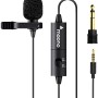 MAONO AU-100 Collar Auxiliary Mic for YouTube, Mobile Phone, Camera, Lavalier Clip on Omnidirectional Microphone, Plug and Play, with 6M Audio Cable, 3.5mm TRRS Plug and 6.35mm Adapter (Black)