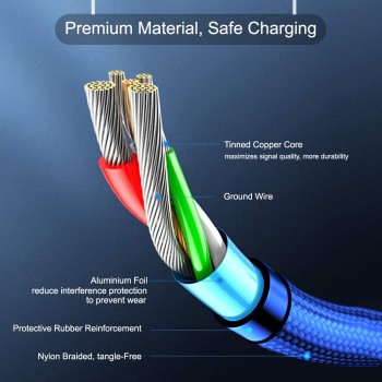 pTron Solero Swing 3 in 1 Fast Charging 2A Cable for Type-C, Micro & iOS Smartphones, Smart Charge 3 Port Data Charging Cable, Power line - (Blue) pTron Solero Swing 3 in 1 Fast Charging 2A Cable for Type-C, Micro & iOS Smartphones, Smart Charge 3 Port Data Charging Cable, Power line - (Blue)