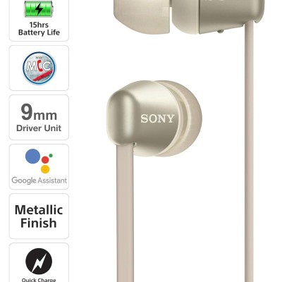 Sony WI-C310 Wireless Headphones with 15 Hrs Battery Life, Quick Charge, Magnetic Earbuds for Tangle Free Carrying, BT ver 5.0,Work from Home, in-Ear Bluetooth Headset with mic for Phone Calls (Gold) Sony WI-C310 Wireless Headphones with 15 Hrs Battery Life, Quick Charge, Magnetic Earbuds for Tangle Free Carrying, BT ver 5.0,Work from Home, in-Ear Bluetooth Headset with mic for Phone Calls (Gold)