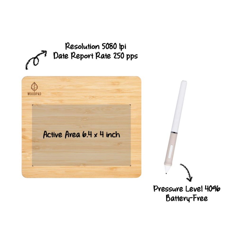 ViewSonic Viewboard Woodpad 7 Inch Drawing Tablet with 4096 Pen Pressure Levels and 60 Degrees Pen Tilt Made of Bamboo with Battery Free Pen for Graphic Design, Handwriting, and Digital Artwork, USB ViewSonic Viewboard Woodpad 7 Inch Drawing Tablet with 4096 Pen Pressure Levels and 60 Degrees Pen Tilt Made of Bamboo with Battery Free Pen for Graphic Design, Handwriting, and Digital Artwork, USB