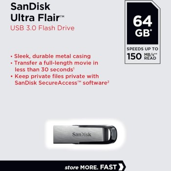 SanDisk Ultra Flair 64GB USB 3.0 Pen Drive, Multicolor
