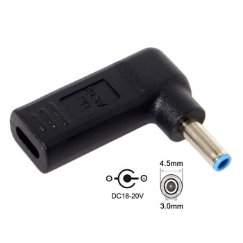 cablecc USB 3.1 USB Type C USB-C to DC 4.5x3.0mm Adapter PD Trigger 90 Degree Angled for HPLaptop cablecc USB 3.1 USB Type C USB-C to DC 4.5x3.0mm Adapter PD Trigger 90 Degree Angled for HPLaptop