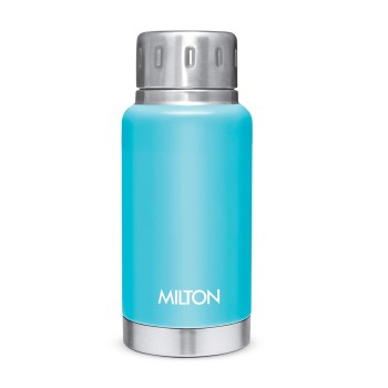 MILTON Elfin 160 Thermosteel Bottle, 160 ml Water Bottles, 24 Hours Hot and Cold, Easy to Carry, Easy Grip, Rust Proof, Tea, Coffee, Office, Travel Bottle, Light Blue
