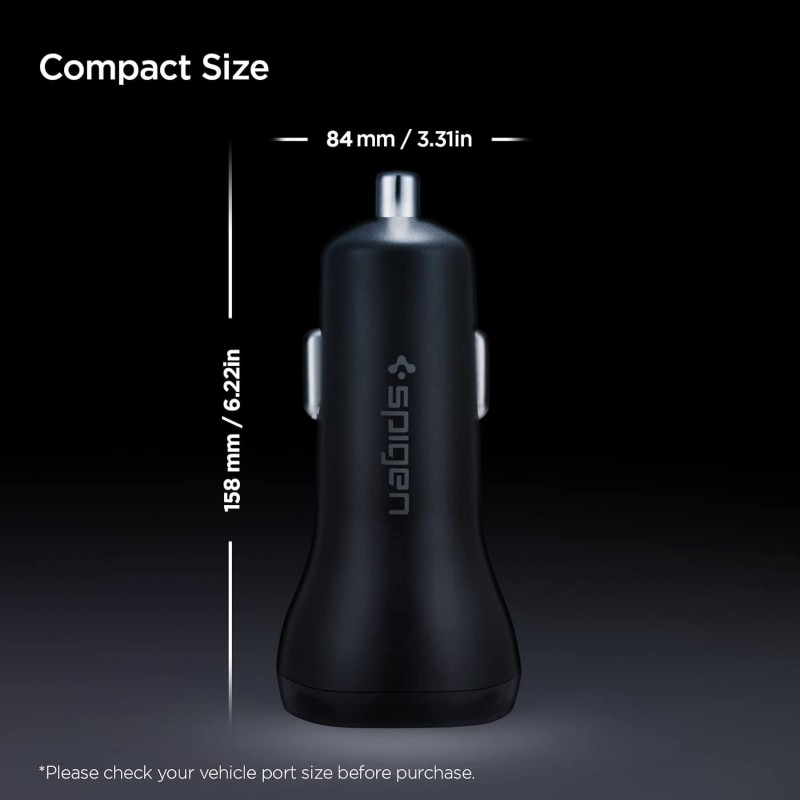 Spigen USB C Car Charger,45W Dual Port Car Charger Fast Charge(PD Charging 27W+Quick Charge 18W)Type C Car Adapter for iPhone 13 Pro Max 13 Mini 12 11 iPad Galaxy S21 Ultra S20 FE Note 20 Plus,Black Spigen USB C Car Charger,45W Dual Port Car Charger Fast Charge(PD Charging 27W+Quick Charge 18W)Type C Car Adapter for iPhone 13 Pro Max 13 Mini 12 11 iPad Galaxy S21 Ultra S20 FE Note 20 Plus,Black
