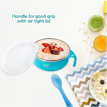 Mee Mee Air Tight Baby Feeding Bowl | BPA Free | Stay Warm Bowl | Food Remains Warm | Multi-Functional Snack/Fruit | Suction Non-Spill Bowl (Blue) Mee Mee Air Tight Baby Feeding Bowl | BPA Free | Stay Warm Bowl | Food Remains Warm | Multi-Functional Snack/Fruit | Suction Non-Spill Bowl (Blue)