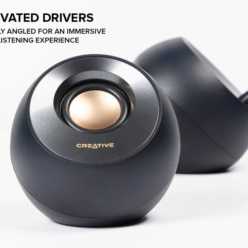 Creative Pebble V2 - Minimalistic 2.0 USB-C Powered Desktop Speakers, 3.5 mm AUX-in, 8W RMs with 16W Peak Power for Computers and Laptops, Type-A Adapter Included and Extended Cable (Black) Creative Pebble V2 - Minimalistic 2.0 USB-C Powered Desktop Speakers, 3.5 mm AUX-in, 8W RMs with 16W Peak Power for Computers and Laptops, Type-A Adapter Included and Extended Cable (Black)